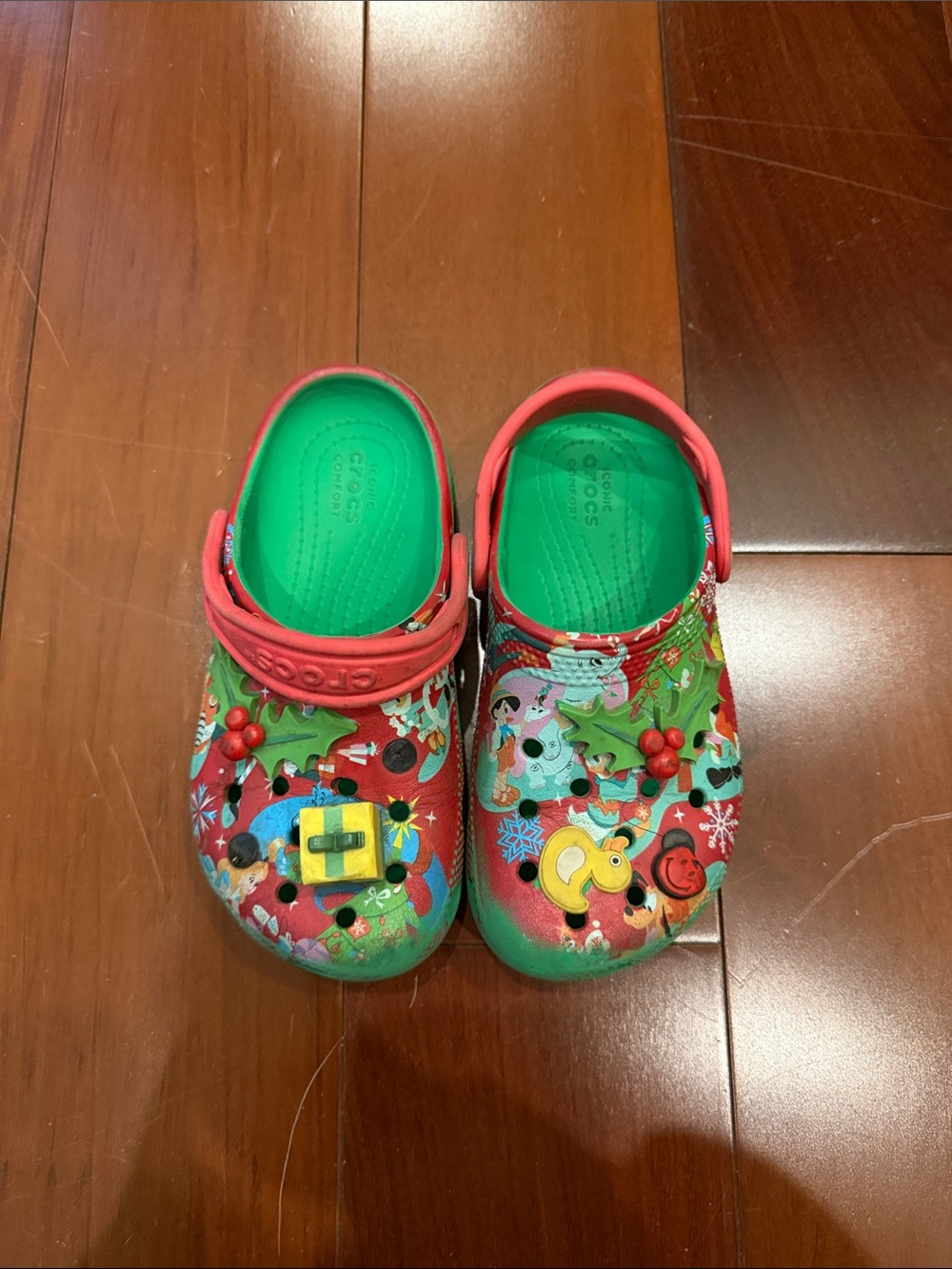 CROCS Kids Red & Green Holiday Clogs with Festive Charms
